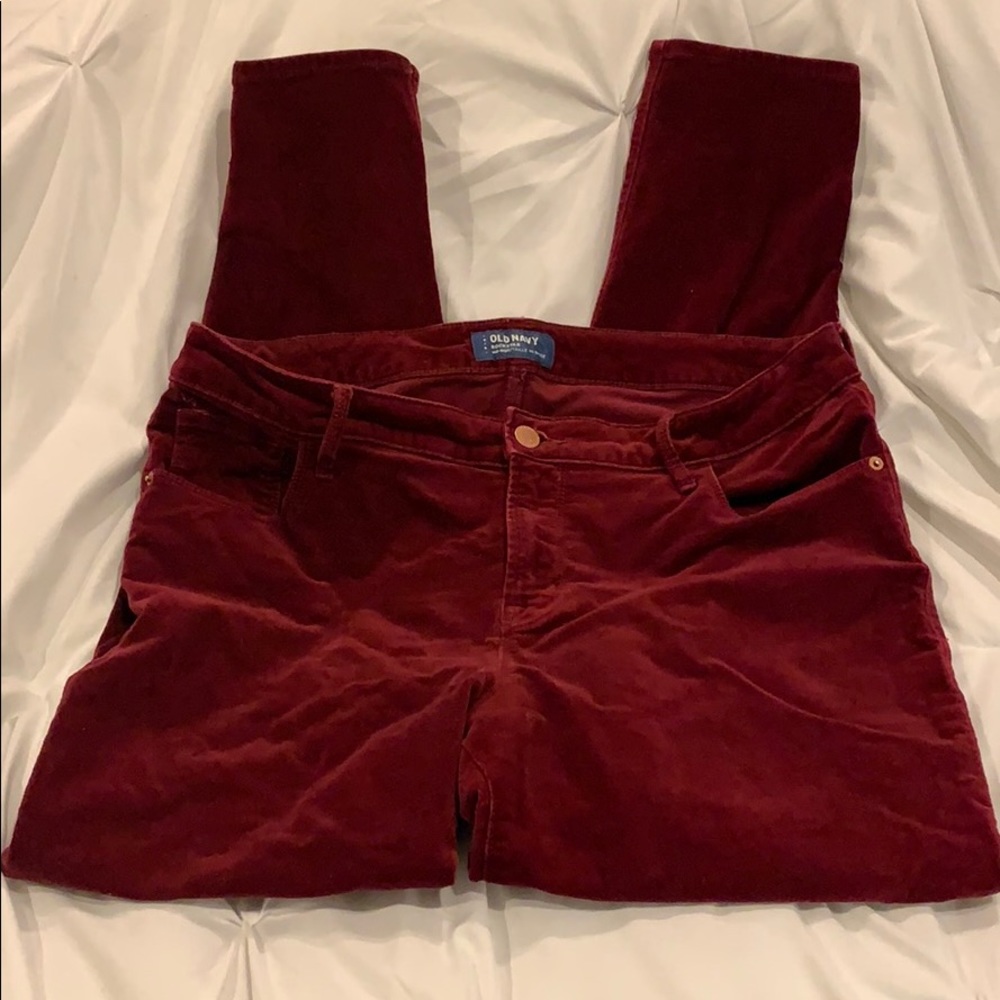 Old Navy Red Velvet Rockstar Mid-Rise Pants